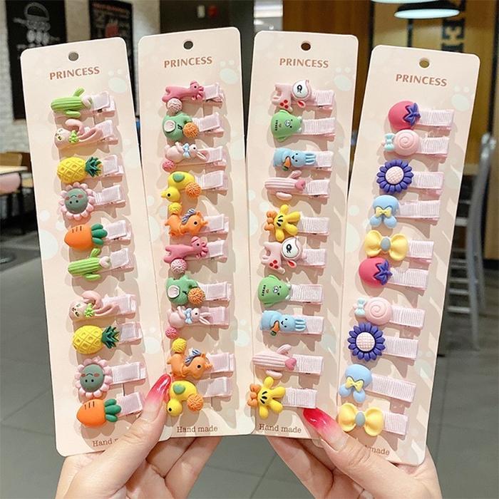 10PCS JEPIT RAMBUT ANAK KOREA MOTIF KARTUN SET / 10PCS SET JEPIT RAMBUT ANAK LUCU / JEPITAN RAMBUT