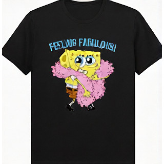 Kaos oblong pria-feeling famous spongebob-Kaos tshirt-Kaos pria distro original 100-Oversize-Oversiz