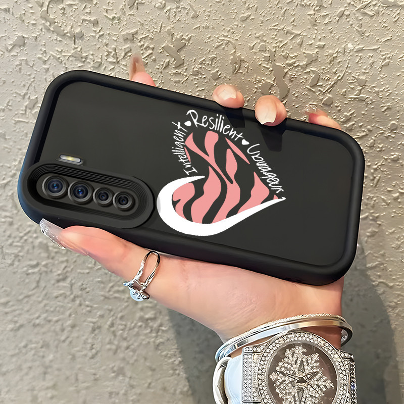 Casing Hp OPPO A91 OPPO F15 OPPO Reno 3 Case Hati macan tutul merah muda Kasing silikon Cesing murah