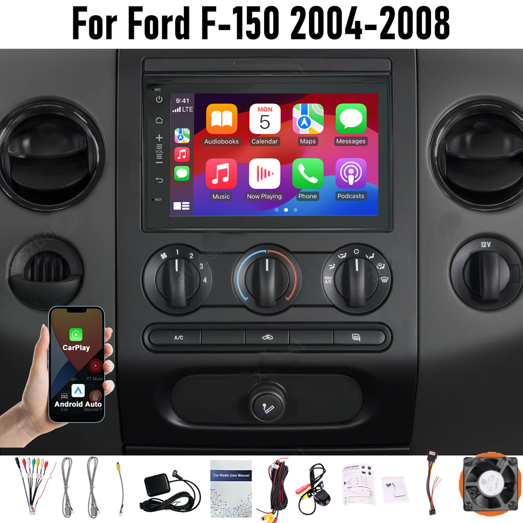 7 Wireless CarPlay Android auto 6-128GB (8CORE) For Ford F150 2004-2008 Screen Android15 Head Unit