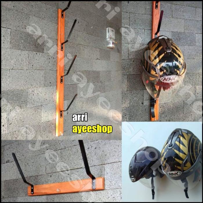 Rak helm minimalis /rak helm dinding/ rak helm/ Besi /Kayu