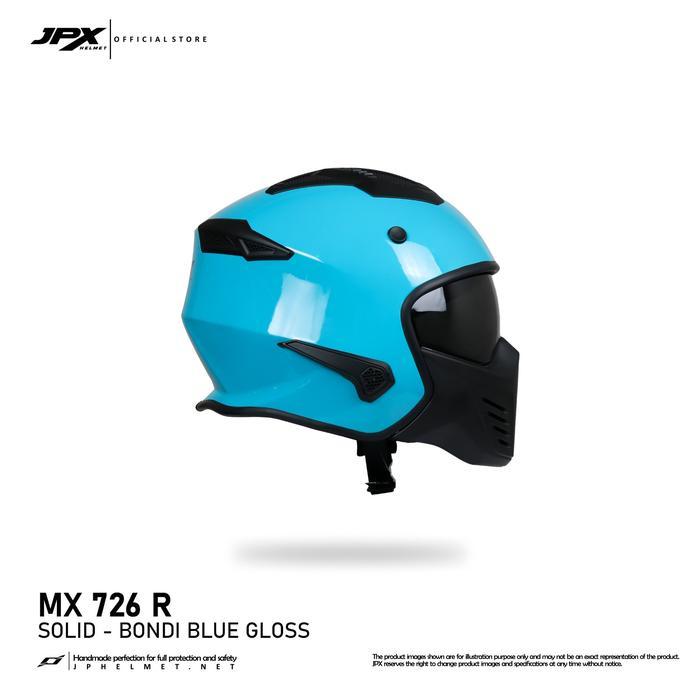 Helm Jpx Full Face Mx-726R New Solid - Bondi Blue Gloss