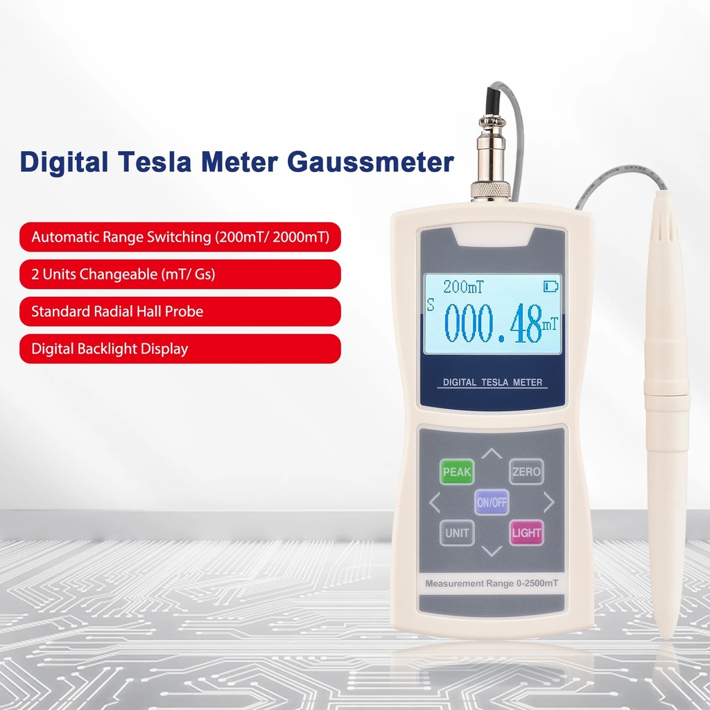 BELI SEKARANG Gaussmeter Digital Tesla Meter 200mT/2000mT Standard Radial Hall Probe High Accuracy S