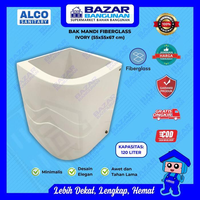 Alco - Bak Air Kamar Mandi Gentong Ember Sudut Luxury Oval Fiberglass 120 Liter Ivory Cream Beige