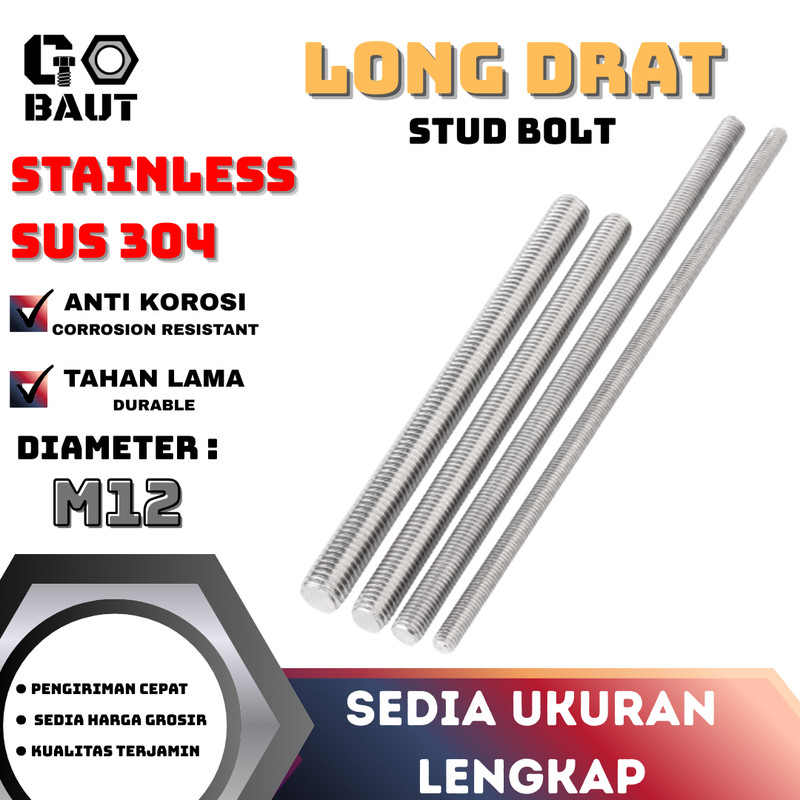 AS Drat / Long Drat / Stud Bolt (Stainless SS) M12