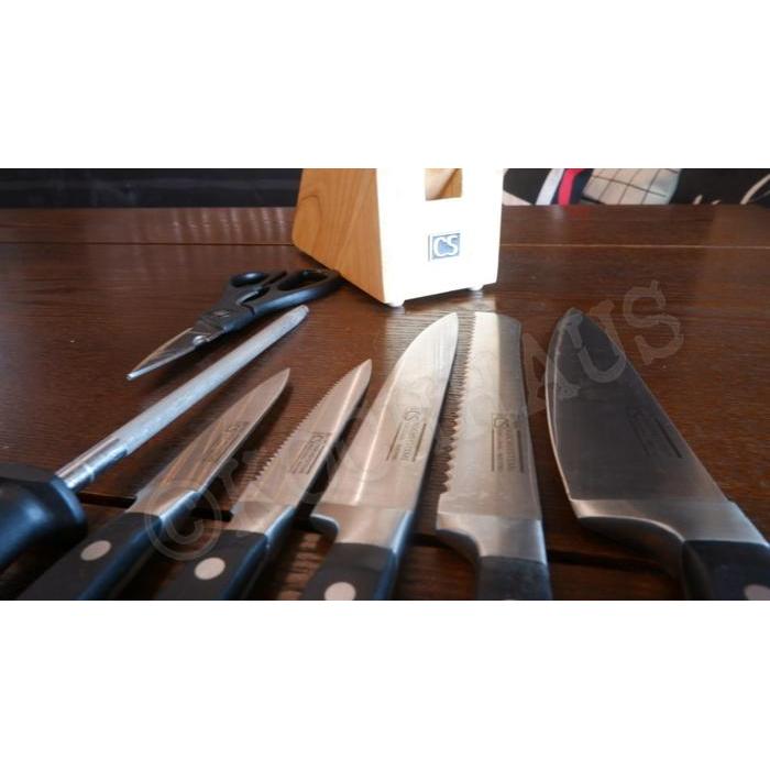 CS Kochsysteme Premium Knife Block 8 pcs Tempat Pisau + Pisau