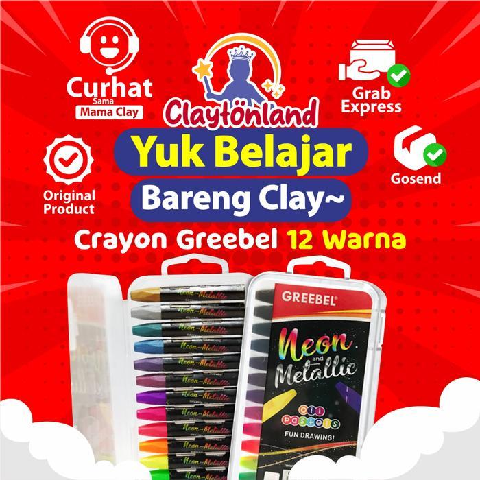 Crayon Greebel 12 Warna Neon Metalic / Oil Pastel Greebel Neon Metalic / Krayon