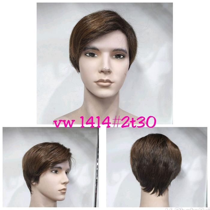 wig rambut palsu laki2 pendek style korea premium quality lurus 1414 pirang