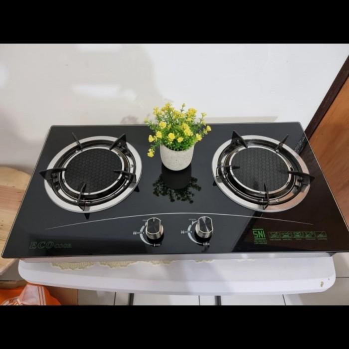 Kompor Gas Tanam Kaca 2 Tungku Bara Eco Cook EC2-02