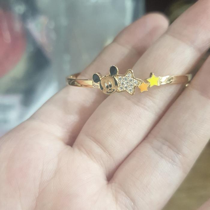 READY Gelang bangle bulat balita mickey minnie 4 cm 4cm emas asli 375 8k ubs