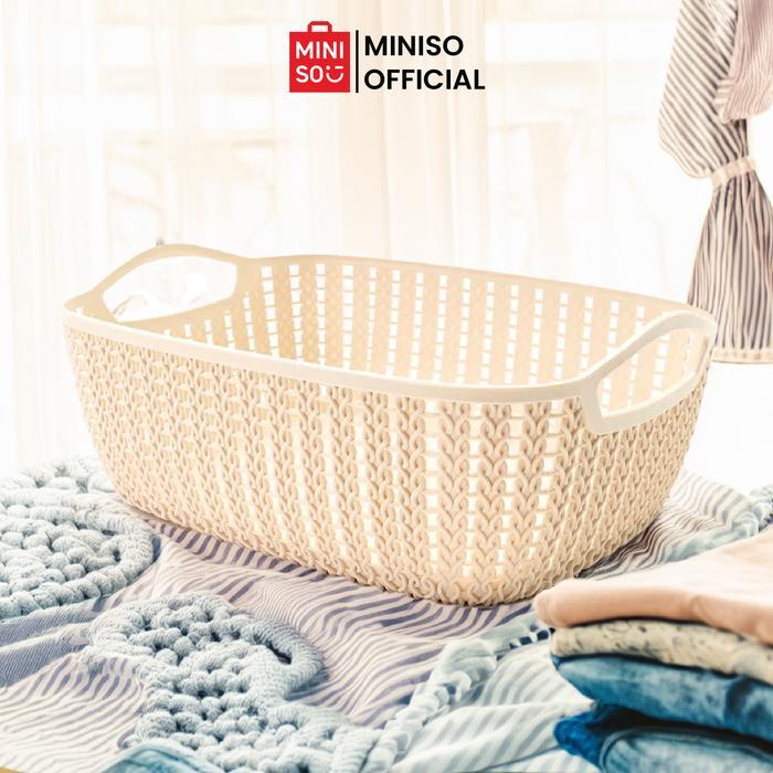 MINISO Keranjang Penyimpanan Serbaguna Meja Storage Bucket Tempat Kosmetik Alat Tulis Plaited