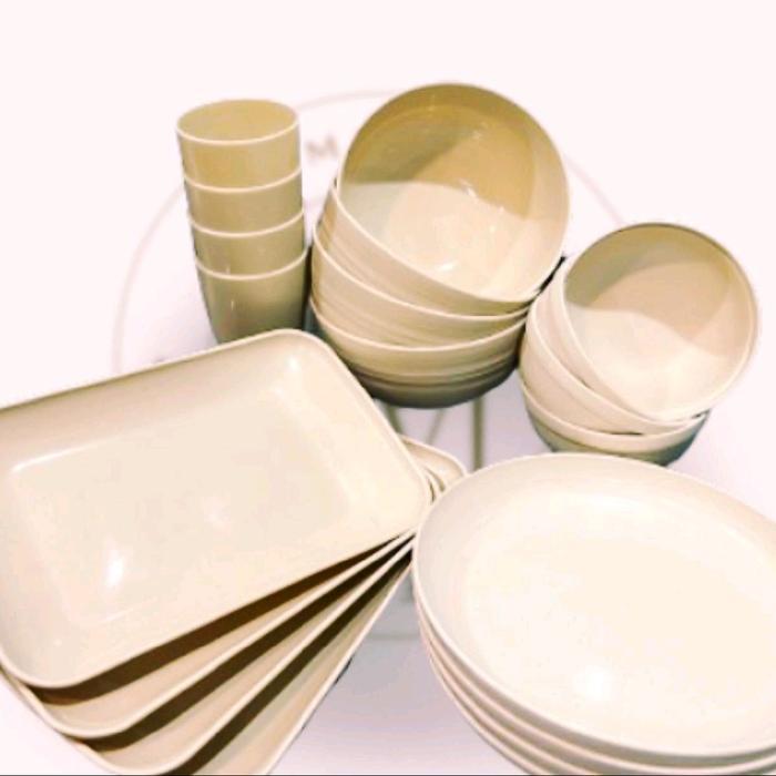 20pcs/set PIRING MANGKOK BASO SUP GELAS PLASTIK WHEAT STRAW