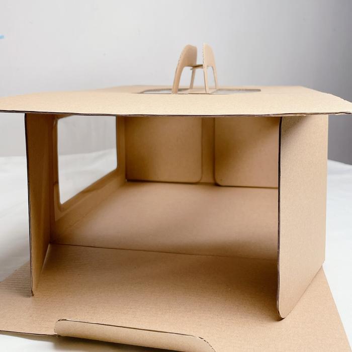 Thebest- Kotak Kue mika handle cake box mika pegangan 20.5x20.5x15cm (grosir)