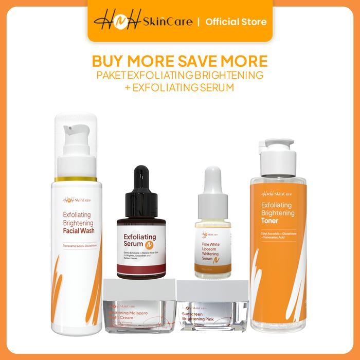 [HNH] HNH Skincare - Buy More Save More Paket Brightening 5 in 1 + Exfoliating Serum Facial