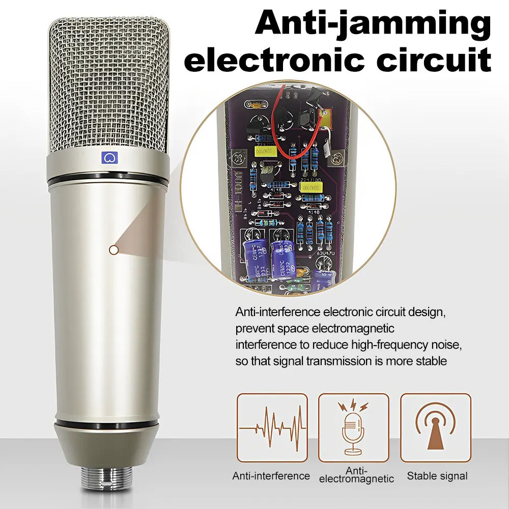 U87 XLR Condenser Microphone Professional Cardioid Studio Mic for Studio Recording and Live