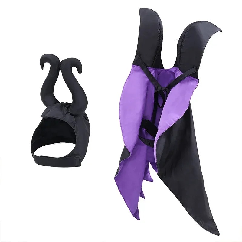 Halloween Witch-Shaped Costume cat Purple Vampire Cape Puppy Wizard Devil Horns Hat Pet Holiday