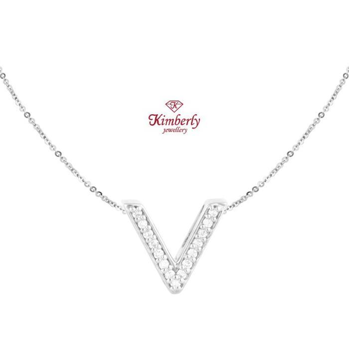 Liontin Inisial/ Huruf V + Kalung Emas - Kimberly Jewellery