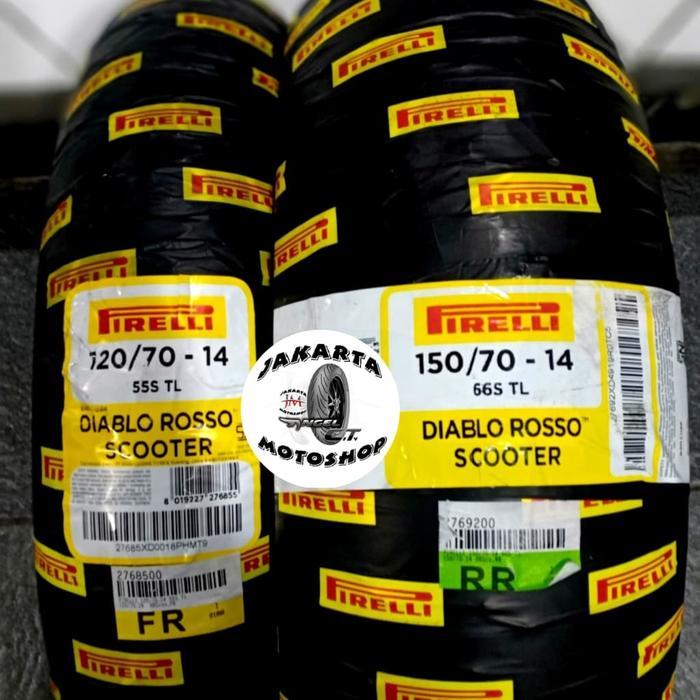 PAKET Ban PIRELLI Diablo Rosso 120 70 - 150 70 Ring 14 for Aerox 155