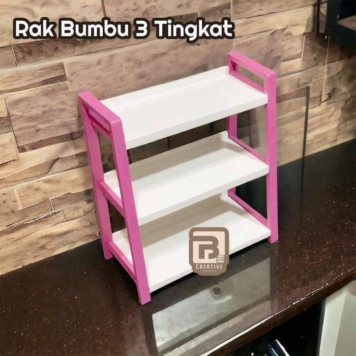 Rak Bumbu 3 Tingkat Rak Penyimpanan Bumbu Dapur Aesthetic Kayu