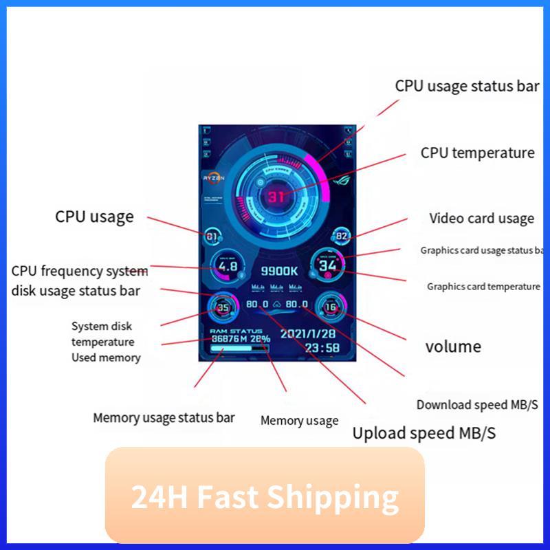 T30C New 3.5 Inches IPS Type-C Sub Screen Case USB Case Sub Screen AIDA64 Free Computer Monitoring