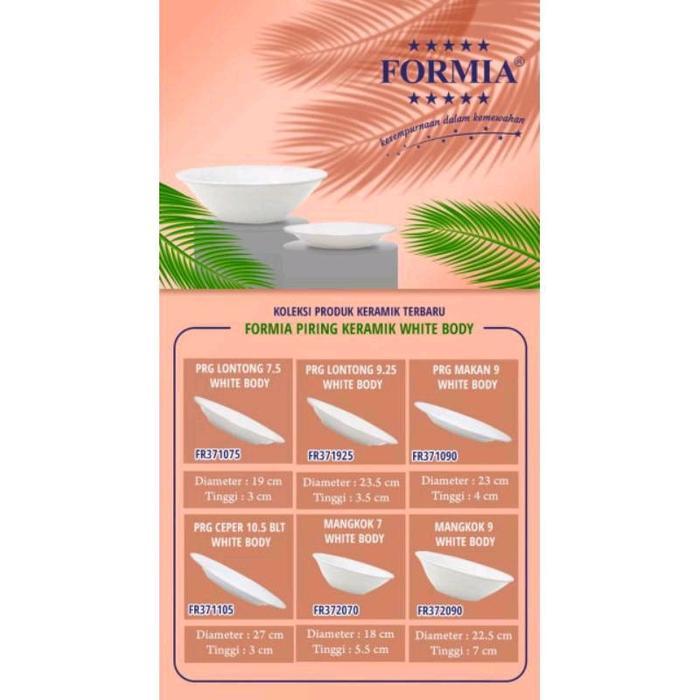 Formia Keramik Putih Polos / Piring Makan Dalam Ceper / Dinner Plate / Mangkok Sop / Salad Bowl /