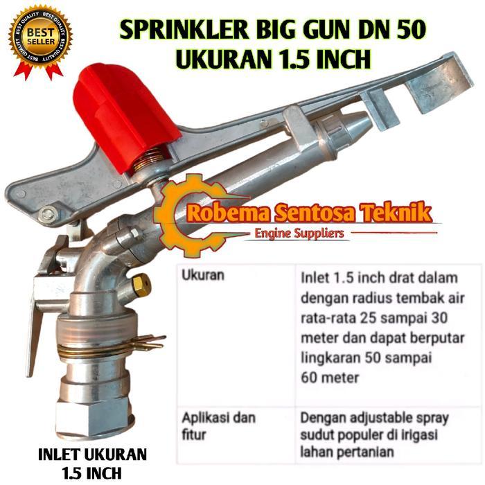 Sprinkler Big Gun 1.5 Inch Pertanian Dn 50 Stainless Radius 30 Meter