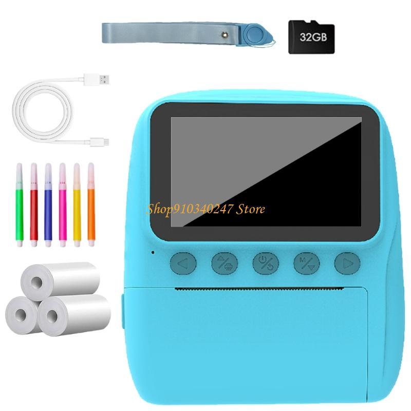 Q22A Portable Kids Camera With Builts In Printer 3Inch Display 32GB Memory Card