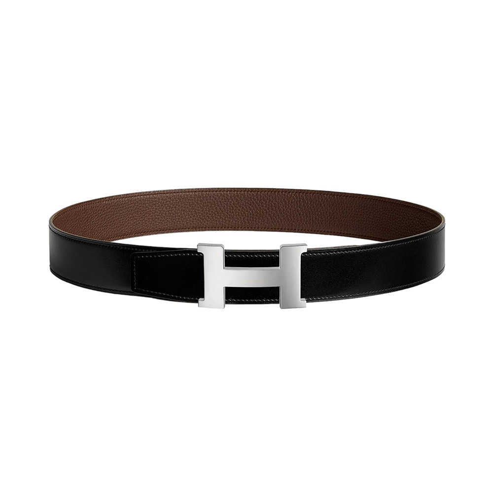 Constance Gris Moyen Buckle & Reversible Belt 38mm Togo Noir/Chocolate