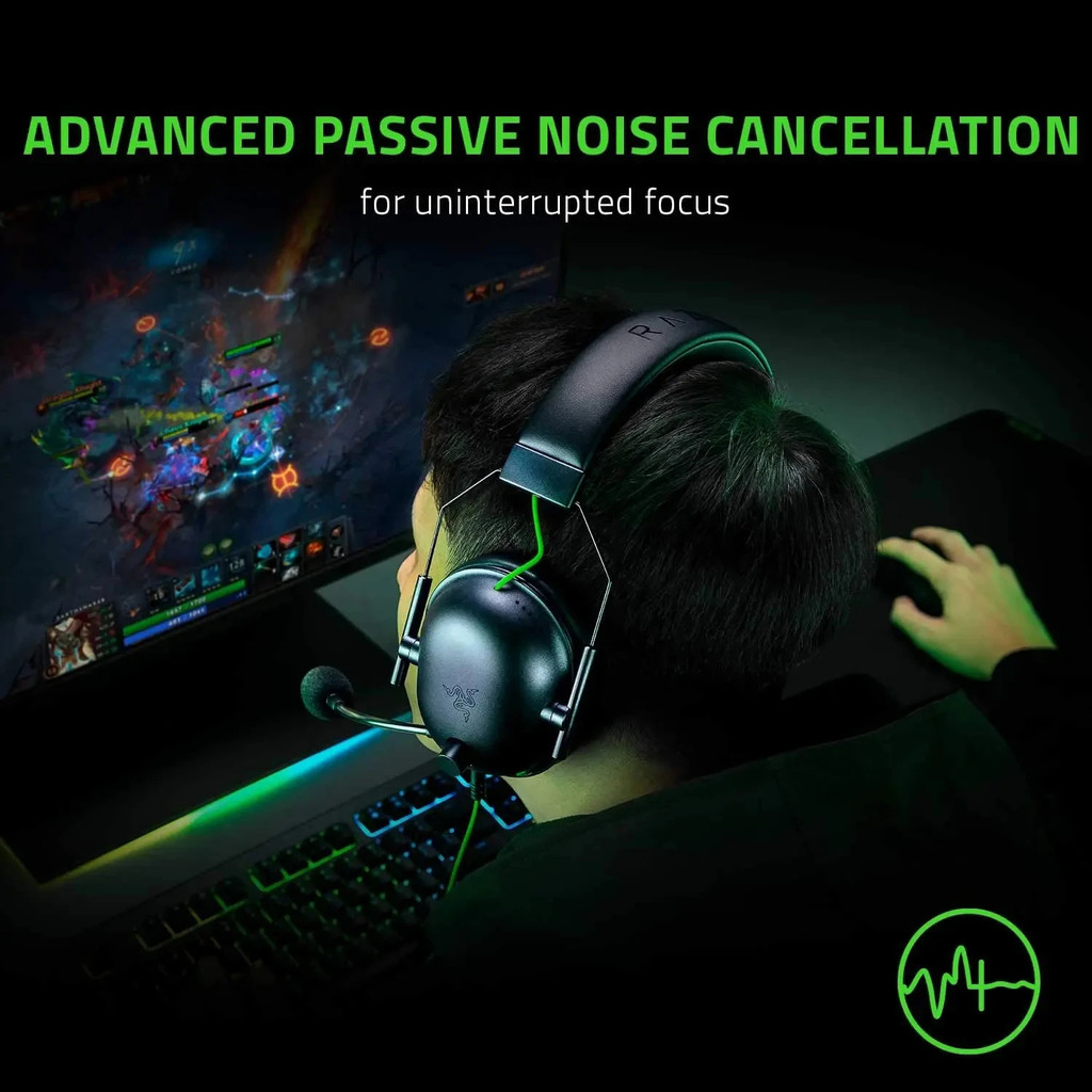 Razer BlackShark V2 X Wired Esports Headset Advanced Passive Noise Cancellation, 7.1 Surround Sound,