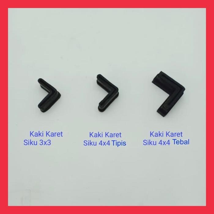 Kaki Karet Rak Besi Siku Lubang 4 x 4 cm TIPIS .