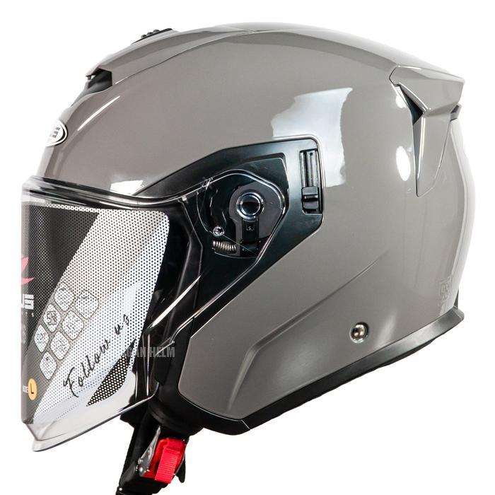 ZEUS ZS626 Z626 GREY GLOSSY HALF FACE DOUBLE VISOR