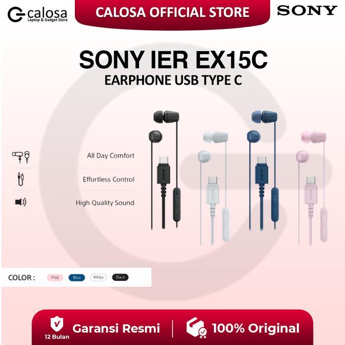 Sony IER-EX15C Earphone USB Type-C In-Ear Headset Mic & Remote Volume Suara Jernih, Ringan & Nyaman