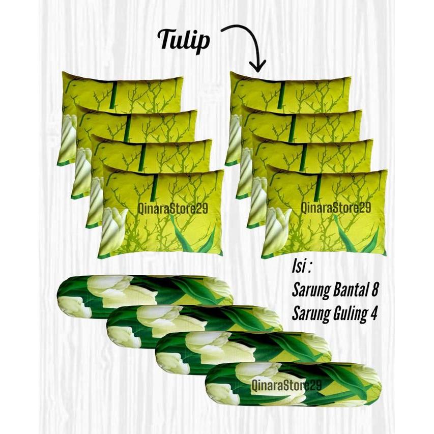 "New" HARGA GROSIR 1 LUSIN Sarung Bantal 8 Sarung Guling 4 Motif Bunga Terbaru Kekinian Gambar 3D