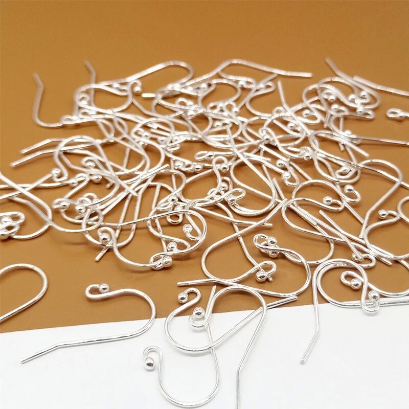 925 Sterling Silver Ball End Ear Wire 12x20MM Silver Ear Wire for DIY Jewelry Making Earrings