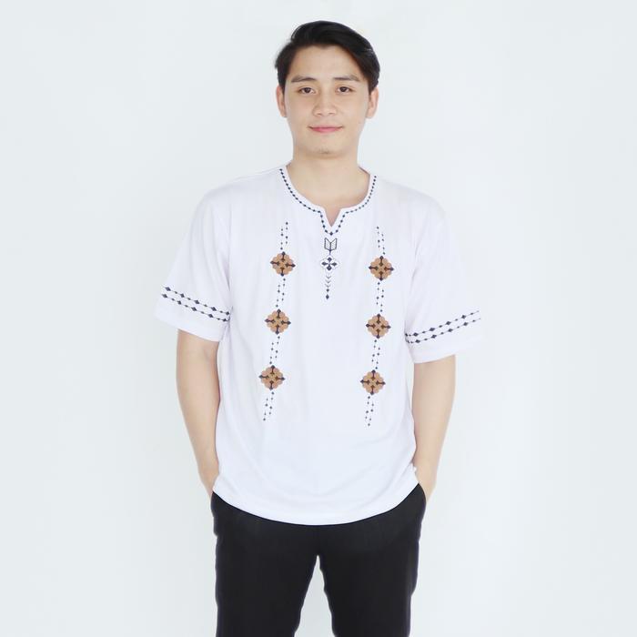 Kaospolos - Baju Koko Muslim Pria Bordir Motif Batik Atasan Kaos Koko UJ Lengan Pendek Katun Dewasa