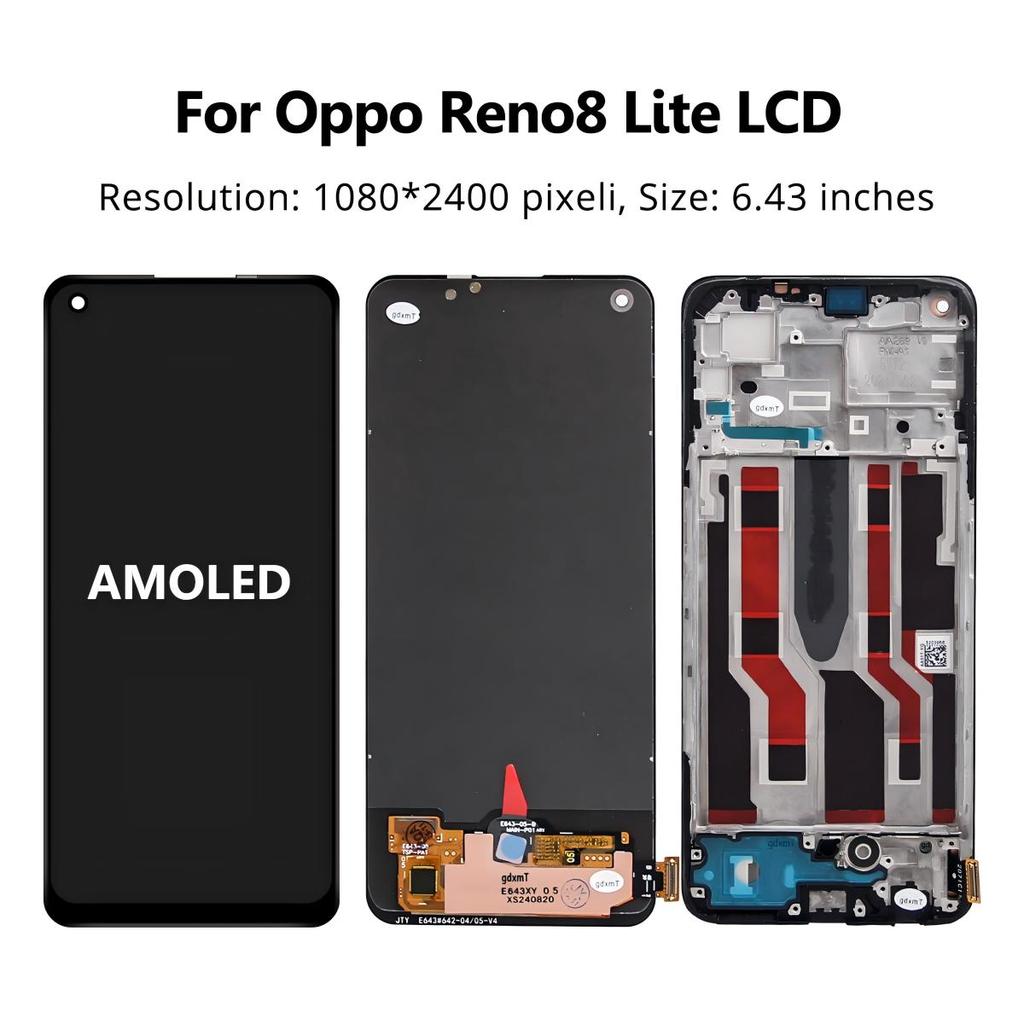 Super AMOLED For OPPO Reno 8 lite LCD Display Touch Screen Digitizer Replacement For OPPO Reno8 Lite