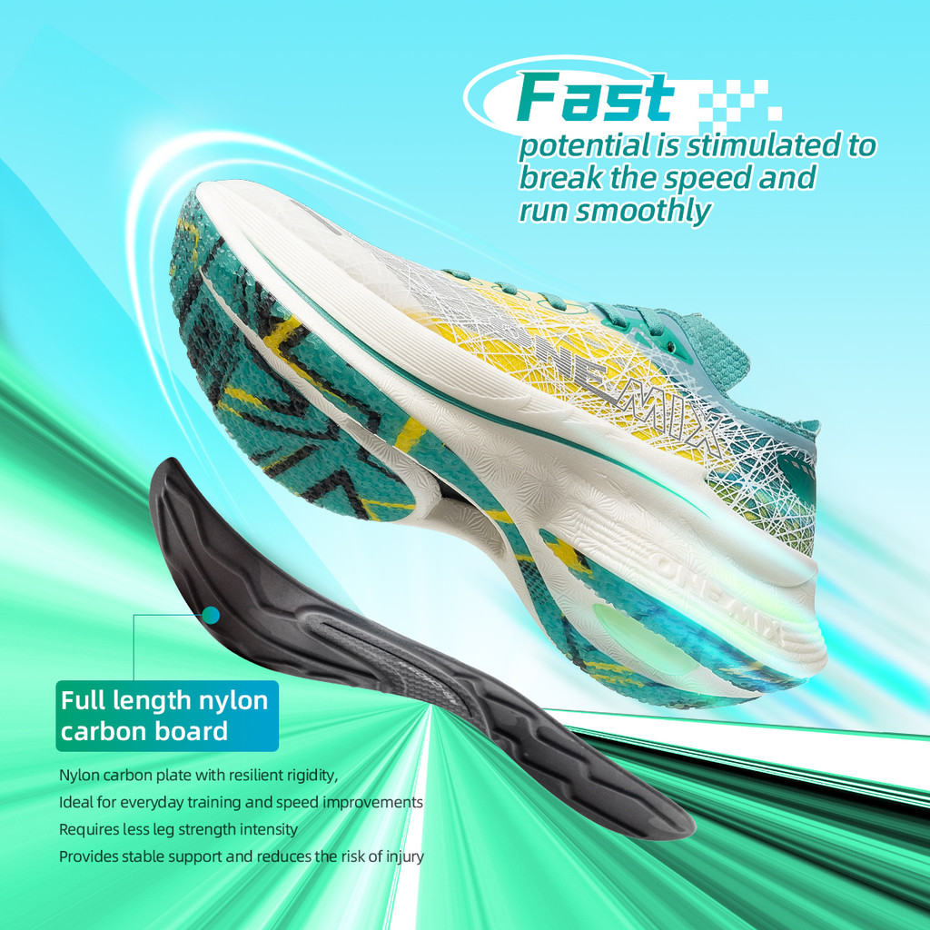 ONEMIX Marathon Carbon Plate Running Shoes Shock Absorption Ultra-light Sports Shoes Rebound