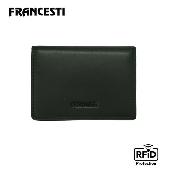 Francesti Dompet Kartu Pria/Wanita Kulit Asli 167 Hitam Dilengkapi RFID Protection untuk