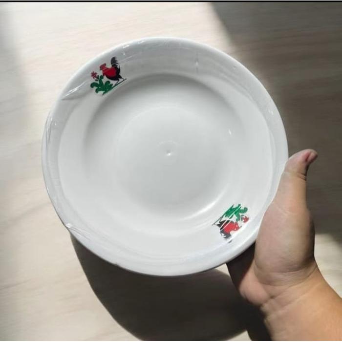 12 Piring Putih Jago Plastik Murah - Paket 1 Lusin - Kitchenware