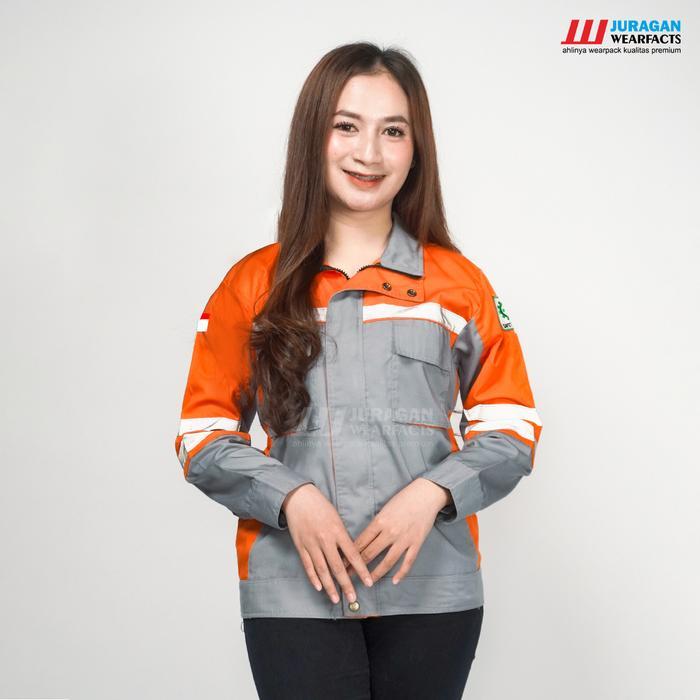 [Cod] Wearpack Safety Baju Seragam Kerja Atasan Panjang Pria Wanita Model Semi Jaket Warna Orange