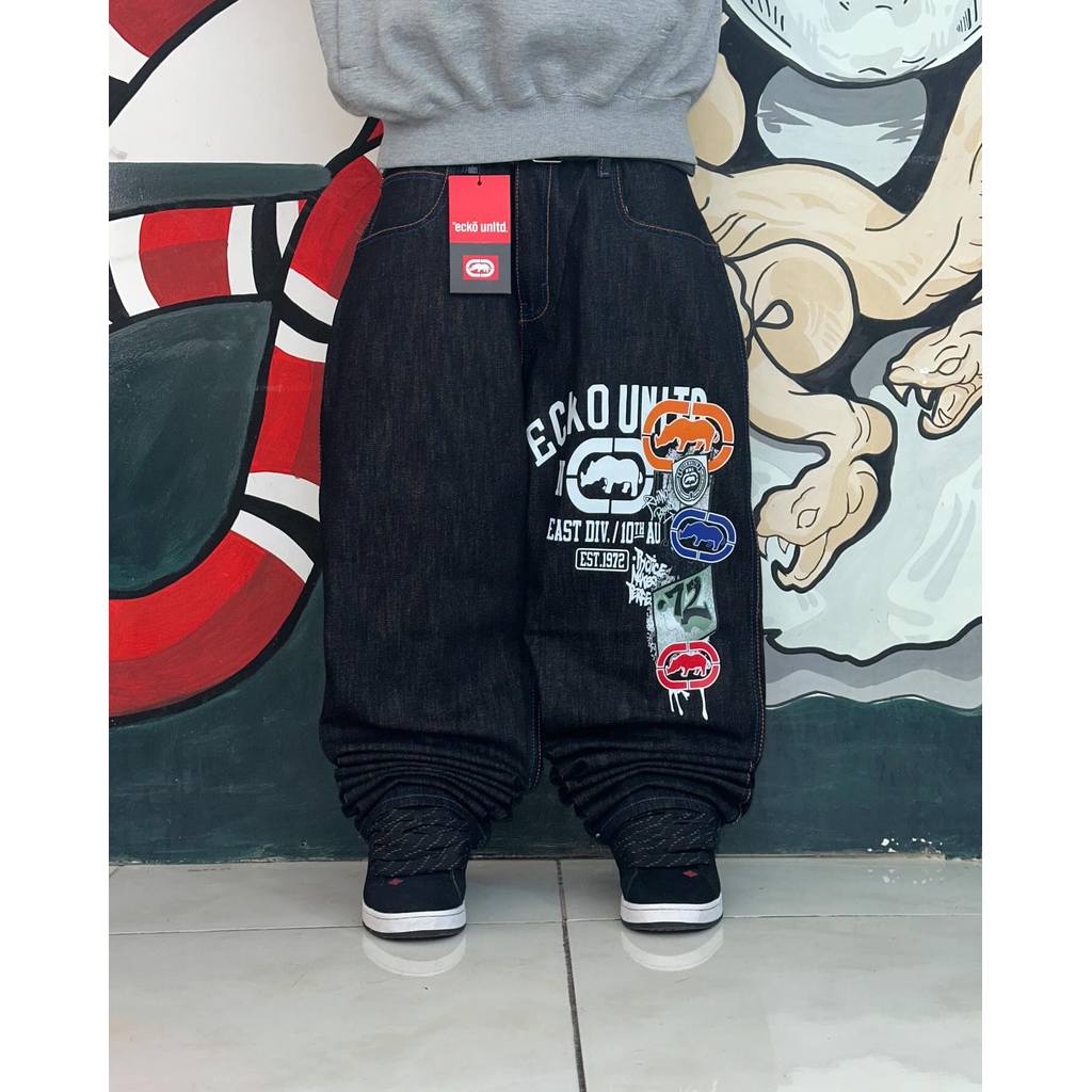 Ecko Unltd Men's Loose Fit Denim Jeans With Colorful Graphic Prints Streetwear Fashion Casual Pants