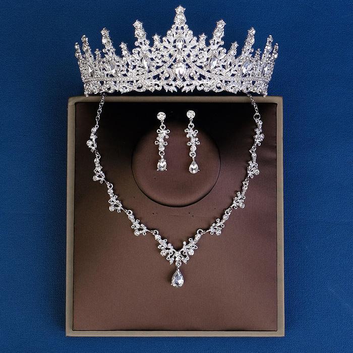 Mahkota Elizabeth Set Kalung Anting - Mahkota Anting Kalung - Aksesoris Pengantin