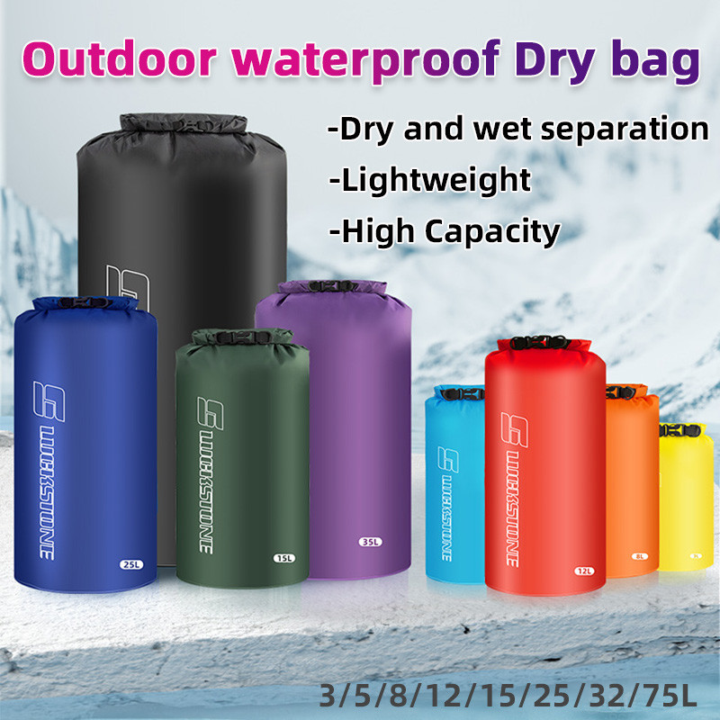 3/8/12/15/25/35/75L Waterproof Dry Bag Sack Ultralight Drifting Swimming Clothes Storage Bag for