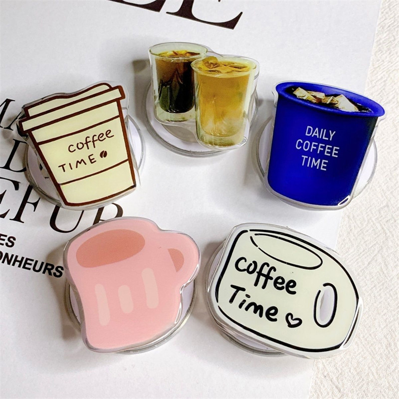 Korean Cute Coffee Cup For Magsafe Magnetic Phone Grip Tok Griptok Stand For iPhone Foldable