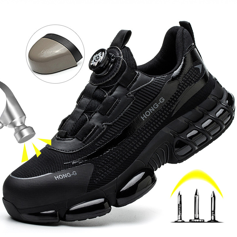 Rotating Button Safety Shoes Men Anti-smash Anti-puncture Protective Work Shoes Fashion Men Sport