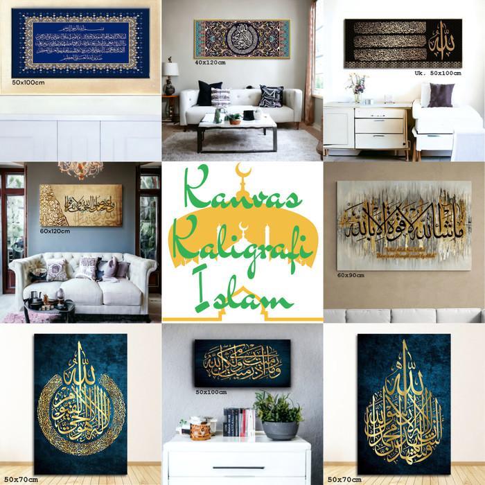 Hiasan Dinding Kanvas Kaligrafi Islam Poster Canvas Muslim Lukisan Hadiah
