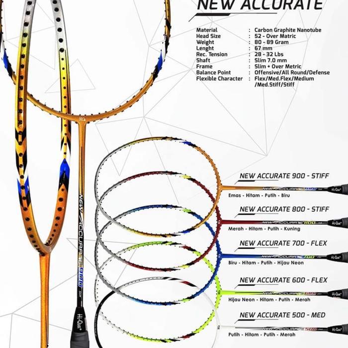 Raket Badminton HIQUA HQ NEW ACCURATE 600/700/800/900 + GRIP ORIGINAL