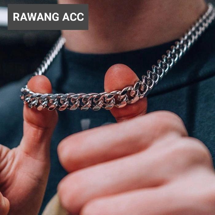 KALUNG TITANIUM PRIA RANTAI BAJA KOTAK/KALUNG PRIA IMPORT ORIGINAL
