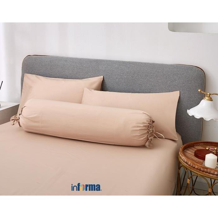 Informa Linotela 180X200 cm Seprai King Katun - Cokelat Muda Sarung Kasur Pelindung Sprei Katun
