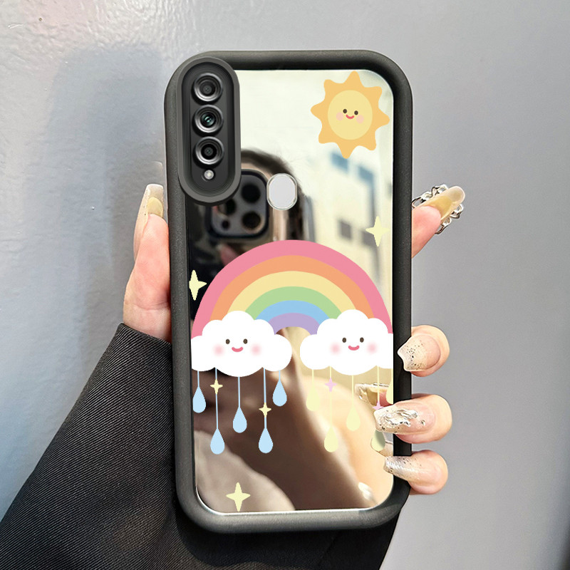 Casing Hp Untuk OPPO A31 2020 A8 Case Casing pola Rainbow Hujan Kesing Tahan sidik jari Kasing tipis